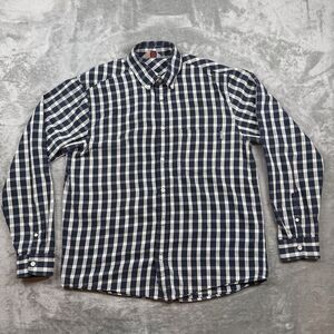 Carhartt Button Up Shirt Men’s Large Blue White Plaid Hazen Long Sleeve